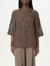 Brunello Cucinelli Rustic Duzzling Net Jersey Sweater In Brown