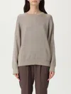 Brunello Cucinelli Ribbed Crewneck Cotton Sweater With Dropped Shoulders In Brown
