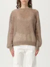 Brunello Cucinelli Women Brown Dazzling Mesh Crewneck Sweater In Brown