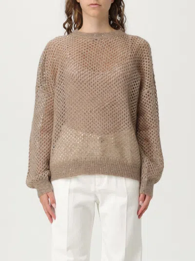 BRUNELLO CUCINELLI SWEATER BRUNELLO CUCINELLI WOMAN COLOR BROWN,H17341032