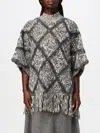Brunello Cucinelli Macro Argyle Wool Couture Poncho In Charcoal