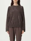 Brunello Cucinelli Sequin Cashmere Sweater Sweaters And Cardigans Brown In Gray