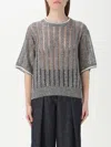 Brunello Cucinelli Micro Sequined Linen French Riveria Sweater In Grau