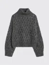 Brunello Cucinelli Grey Openwork Turtleneck Sweater In Gray