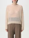 Brunello Cucinelli Grey Linen And Silk Crewneck Sweater In Ivory