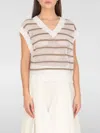 Brunello Cucinelli Sequin Embellished Linen Crewneck Knitwear