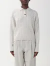 Brunello Cucinelli Micro Sequined Double Cable-knit Polo Sweater In Ivory