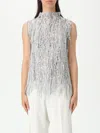 Brunello Cucinelli High Neck Sequined Lace Sleeveless Top In Natural