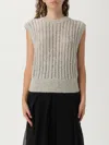 Brunello Cucinelli Rustic Dazzling Net Gilet Gray In Gold