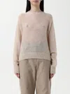 Brunello Cucinelli Grey Linen And Silk Crewneck Sweater In Violet