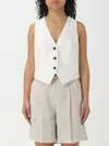 Brunello Cucinelli Herringbone-pattern V-neck Button-down Gilet In White