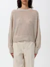Brunello Cucinelli Grey Linen And Silk Crewneck Sweater In Weiss