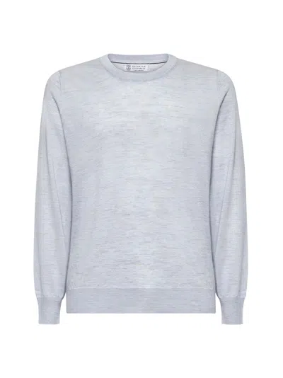 Brunello Cucinelli Cotton Sweater In Mist Grey