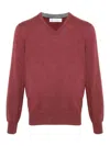 Brunello Cucinelli V-neck Cashmere Jumper In Dark Red
