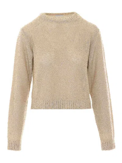 Brunello Cucinelli Gold Linen Cashmere Silk Polyester Sweater In Neutral
