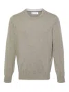 Brunello Cucinelli Cashmere Crew Neck Sweater With Contrasting Edge In Green