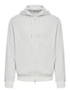 Brunello Cucinelli Striped Zip-up Hoodie In Grey