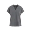 Brunello Cucinelli Dark Grey V-neck T-shirt In Grey