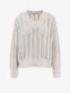 Brunello Cucinelli Embellished V Neck Pull Mohair Wool In Grey