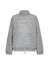 Brunello Cucinelli Mock Neck Knitted Jumper In Grigio Chiaro+panama