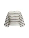 Brunello Cucinelli Women Sweater In Perforated Knit In Bianco+nutshell