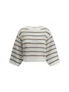 Brunello Cucinelli Women Sweater In Perforated Knit In Bianco+nutshell
