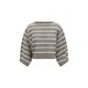 Brunello Cucinelli Dazzling Striped Net Linen Jersey In Brown