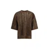 Brunello Cucinelli Rustic Duzzling Net Jersey Sweater In Brown