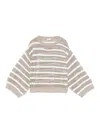 Brunello Cucinelli Drop Shoulder Sweater With Sequin Embellishments In Light Grey