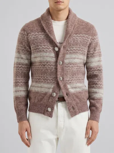 Brunello Cucinelli Cashmere And Alpaca Blend Cardigan In Pink