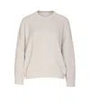 Brunello Cucinelli Ribbed Knit Crewneck Cotton Sweater In Neutral