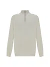 Brunello Cucinelli White Turtleneck Sweater With Zip Men In Panama+nebbia