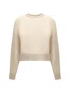 Brunello Cucinelli Wool Mohair Women's Sweater In Seashell Laminato