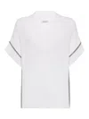Brunello Cucinelli Textured Ribbed Top With Deep V-neckline In White