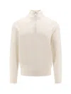Brunello Cucinelli Half Zip Cashmere Turtleneck Sweater In White