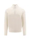 Brunello Cucinelli Half Zip Cashmere Turtleneck Sweater In White