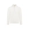 Brunello Cucinelli Ribbed Knit Long-sleeved Polo T-shirt In White
