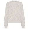 Brunello Cucinelli Crop Fit Cashmere Sweater With Micro-sequins In White