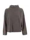 Brunello Cucinelli Knitwear With High Collar And Double Trim In Brown