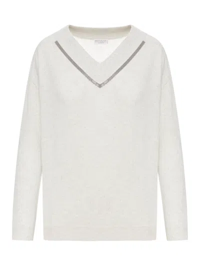 Brunello Cucinelli Sweater With Decoration In White