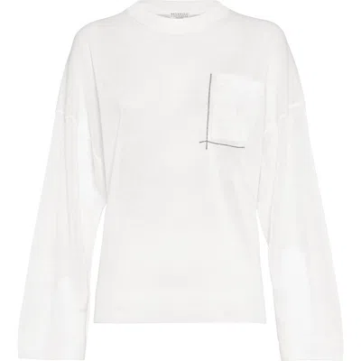 Brunello Cucinelli Sweater With Monili In White