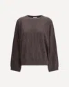 Brunello Cucinelli Sequined Vertical Striped Knitwear In Brown