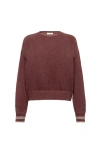 Brunello Cucinelli Sweater With Sparkling Cuffs In Red
