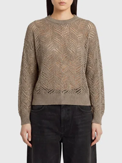 Brunello Cucinelli Sweater Woman Color Grey 1 In Brown