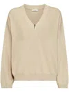 Brunello Cucinelli Light Beige Sweater With Ribbed Details