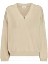 Brunello Cucinelli Light Beige Sweater With Ribbed Details
