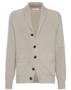 Brunello Cucinelli Ribbed Cotton Shawl Collar Cardigan
