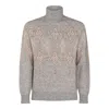 Brunello Cucinelli Geometric Jacquard Turtleneck Sweater In Gray