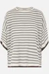 Brunello Cucinelli Striped Motif Wool And Cashmere Sweater In White