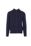 Brunello Cucinelli Cashmere High Neck Zip-up Cardigan In Blue